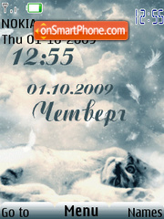 Cat moon clock swf theme screenshot